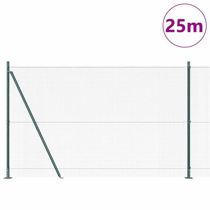 Fence with Posts Green 1.4 x 25 m Steel
