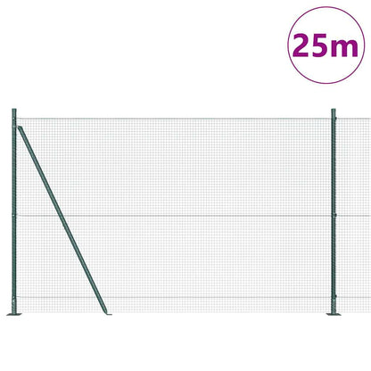 Fence with Posts Green 1.4 x 25 m Steel