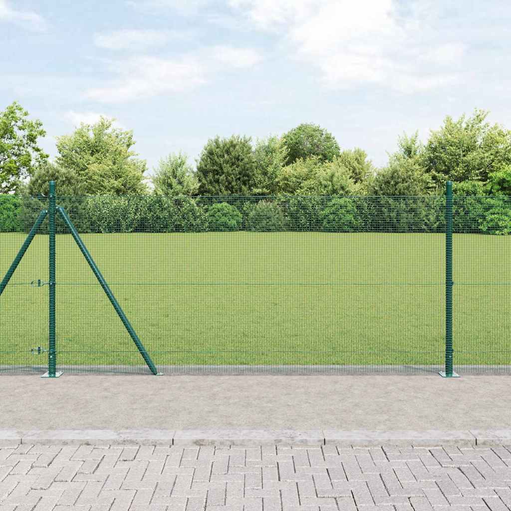 Fence with Posts Green 0.8 x 50 m Steel