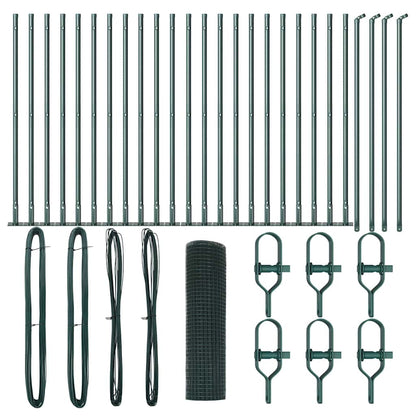 Fence with Posts Green 0.8 x 50 m Steel
