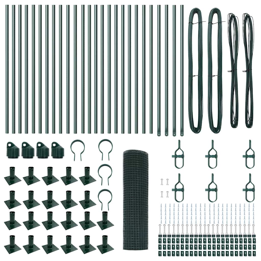 Fence with Posts Green 0.8 x 50 m Steel