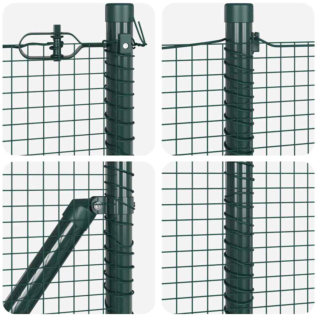Fence with Posts Green 1 x 50 m Steel