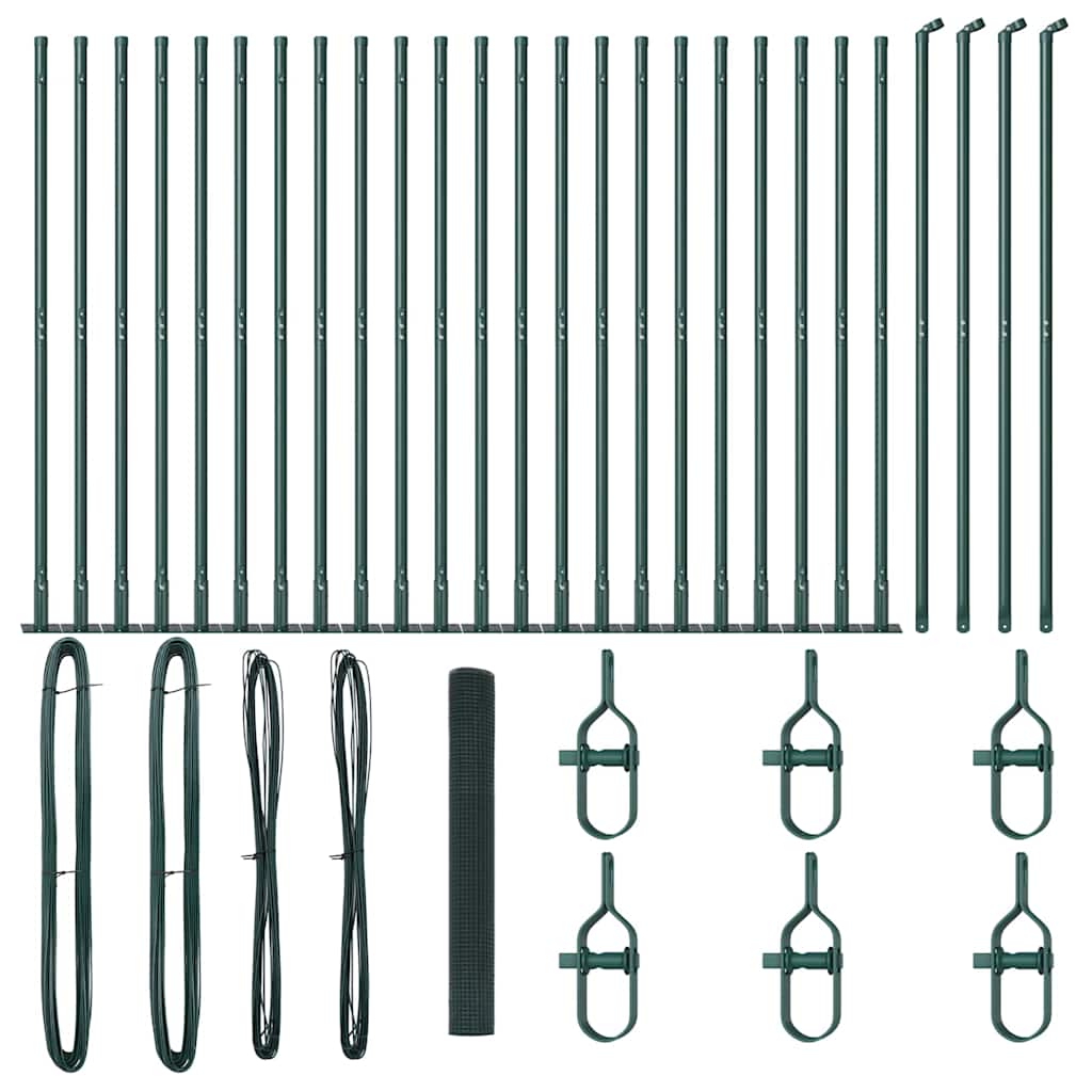Fence with Posts Green 1.2 x 50 m Steel