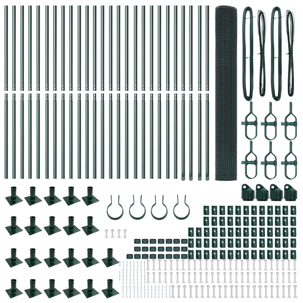 Fence with Posts Green 1.2 x 50 m Steel