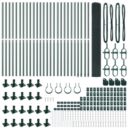 Fence with Posts Green 1.2 x 50 m Steel
