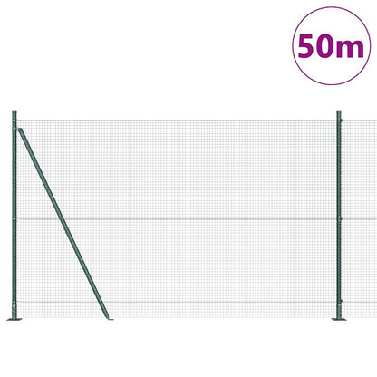 Fence with Posts Green 1.4 x 50 m Steel