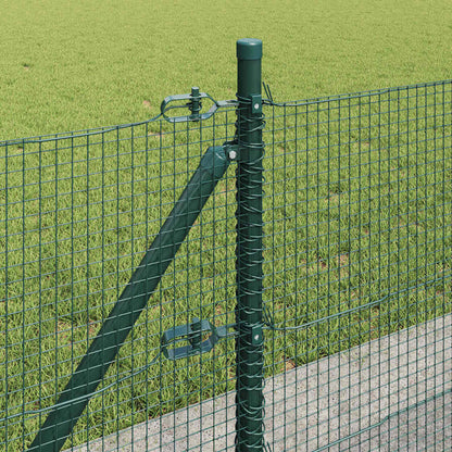 Fence with Posts Green 0.4 x 100 m Steel