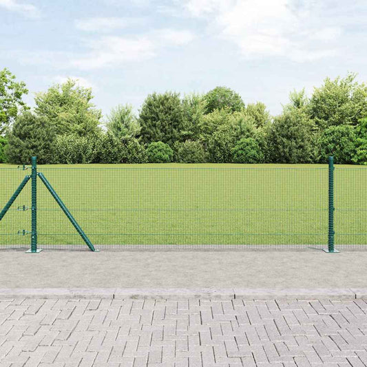 Fence with Posts Green 0.4 x 100 m Steel