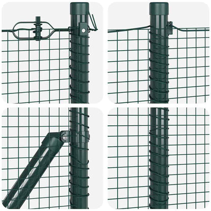 Fence with Posts Green 0.4 x 100 m Steel
