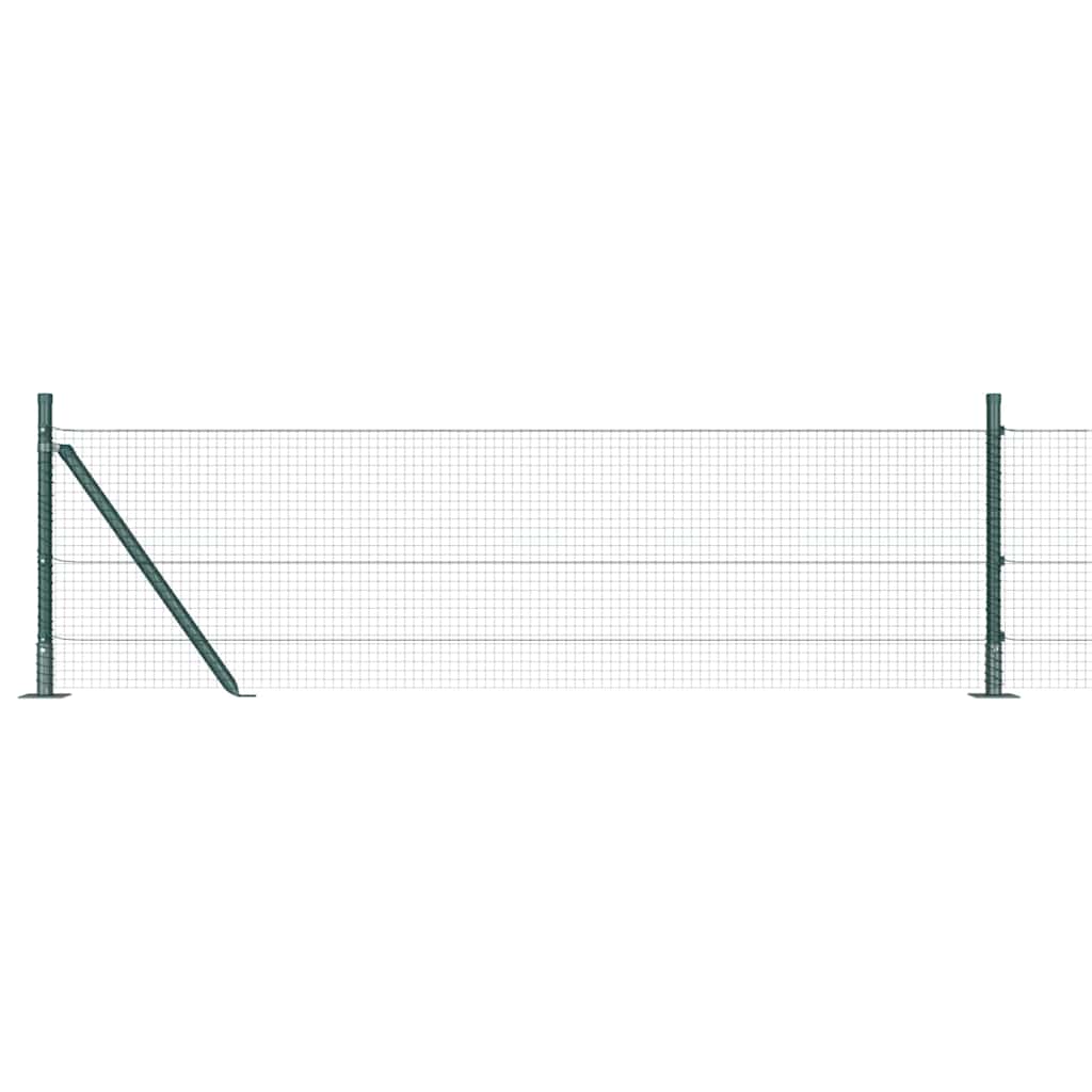 Fence with Posts Green 0.4 x 100 m Steel