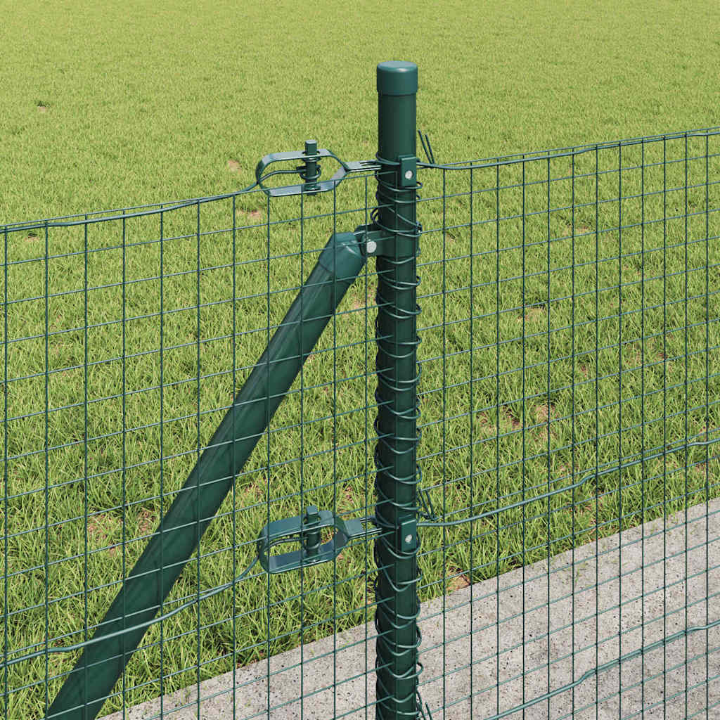 Fence with Posts Green 0.5 x 100 m Steel