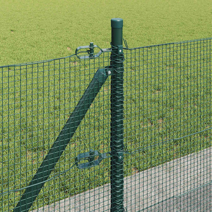 Fence with Posts Green 0.6 x 100 m Steel