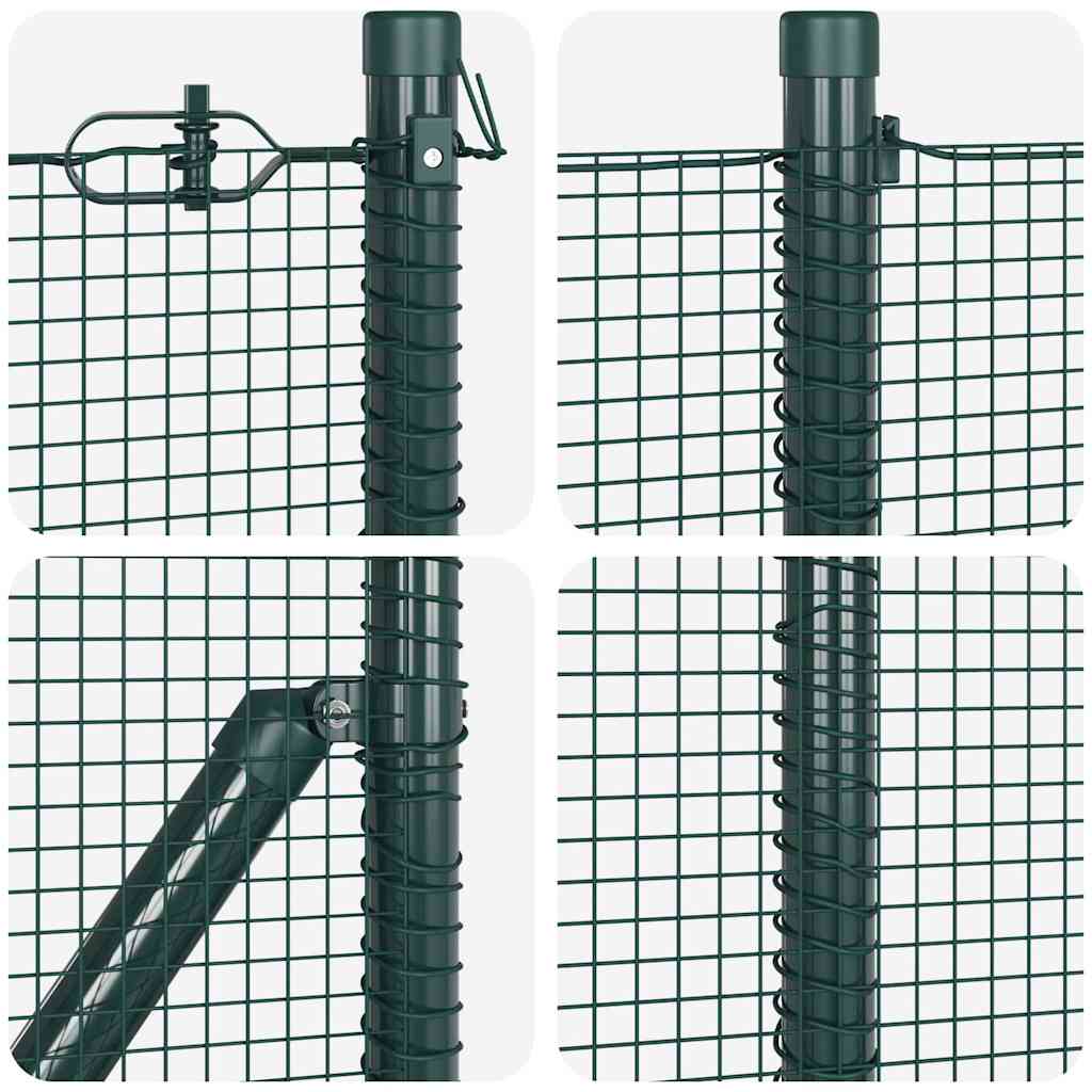 Fence with Posts Green 0.8 x 100 m Steel