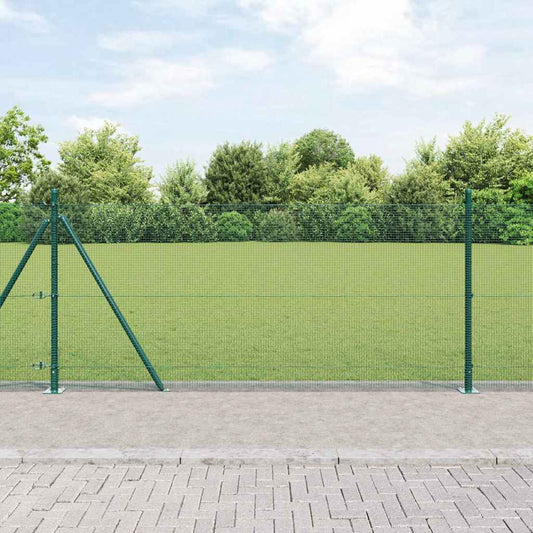 Fence with Posts Green 0.8 x 100 m Steel