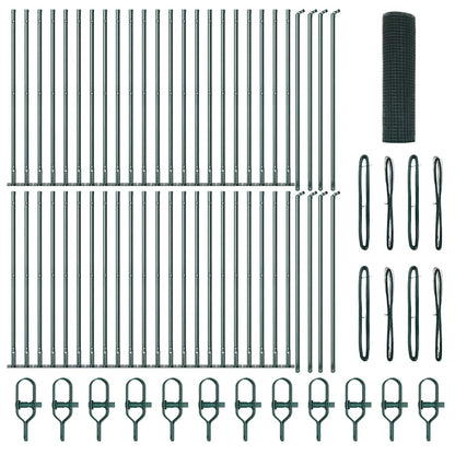 Fence with Posts Green 0.8 x 100 m Steel