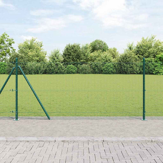 Fence with Posts Green 0.8 x 100 m Steel