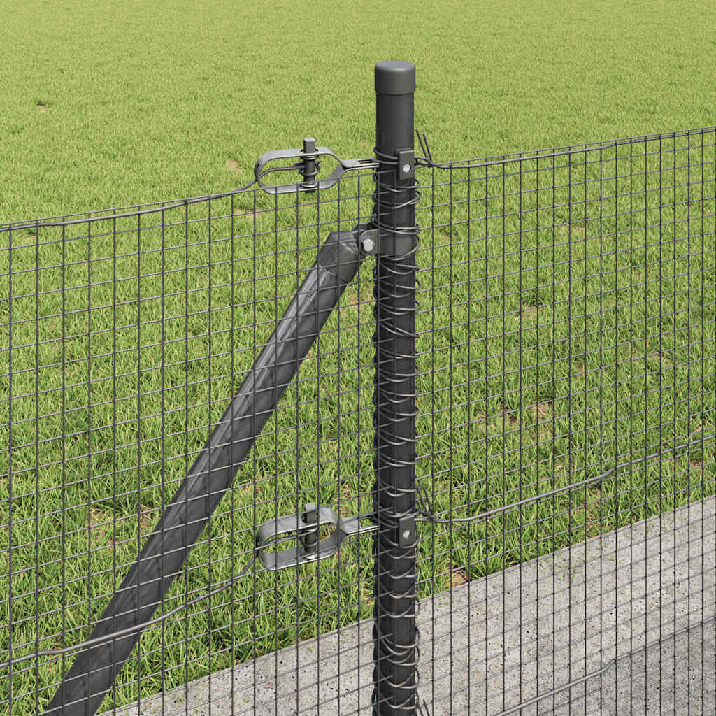Fence with Posts Grey 0.4 x 10 m Steel
