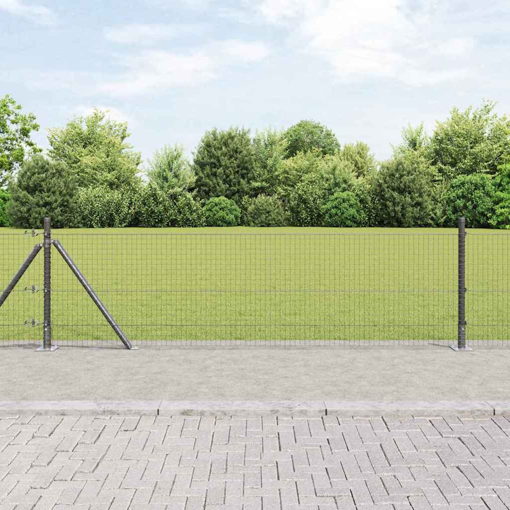 Fence with Posts Grey 0.4 x 10 m Steel