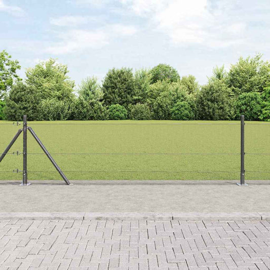 Fence with Posts Grey 0.6 x 10 m Steel