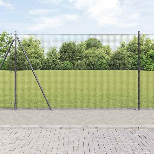 Fence with Posts Grey 1.4 x 10 m Steel