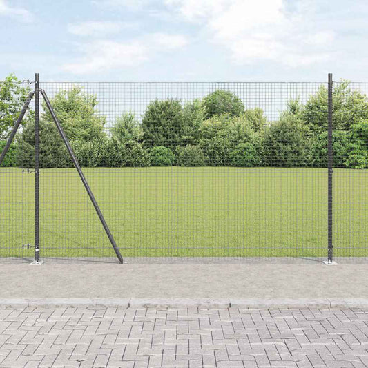 Fence with Posts Grey 1.5 x 10 m Steel