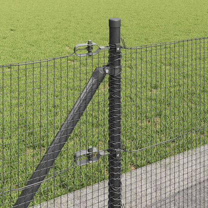 Fence with Posts Grey 0.4 x 25 m Steel