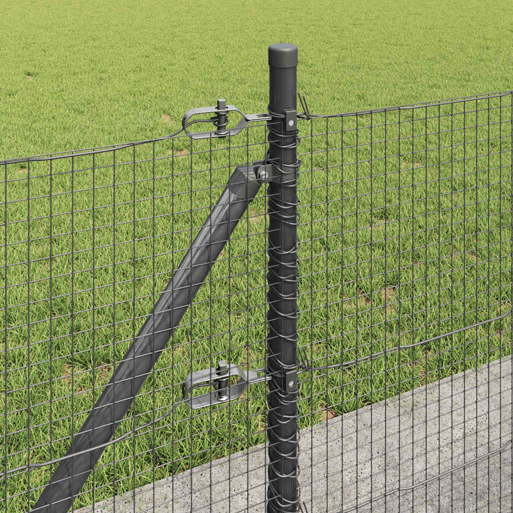Fence with Posts Grey 0.5 x 25 m Steel