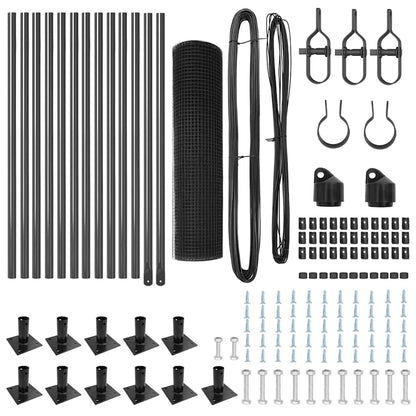 Fence with Posts Grey 0.5 x 25 m Steel