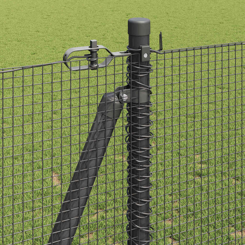 Fence with Posts Grey 1.2 x 25 m Steel