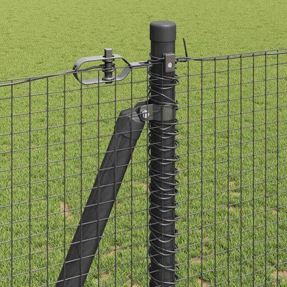 Fence with Posts Grey 1.2 x 25 m Steel