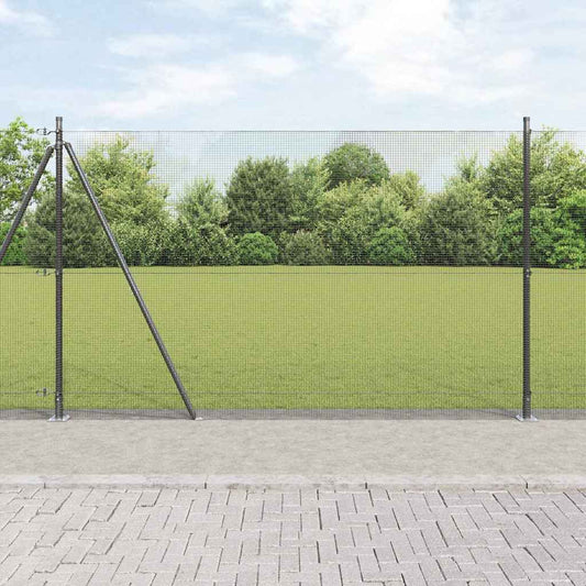 Fence with Posts Grey 1.4 x 25 m Steel