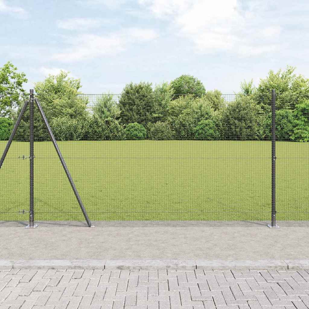 Fence with Posts Grey 1.2 x 50 m Steel