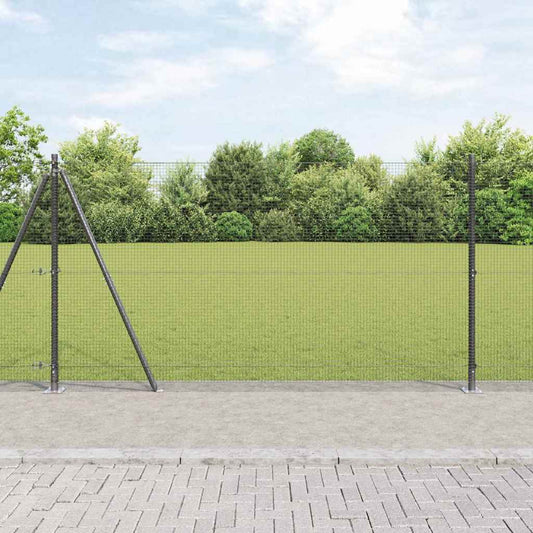 Fence with Posts Grey 1.2 x 50 m Steel