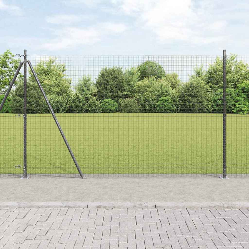 Fence with Posts Grey 1.4 x 50 m Steel