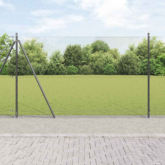 Fence with Posts Grey 1.4 x 50 m Steel