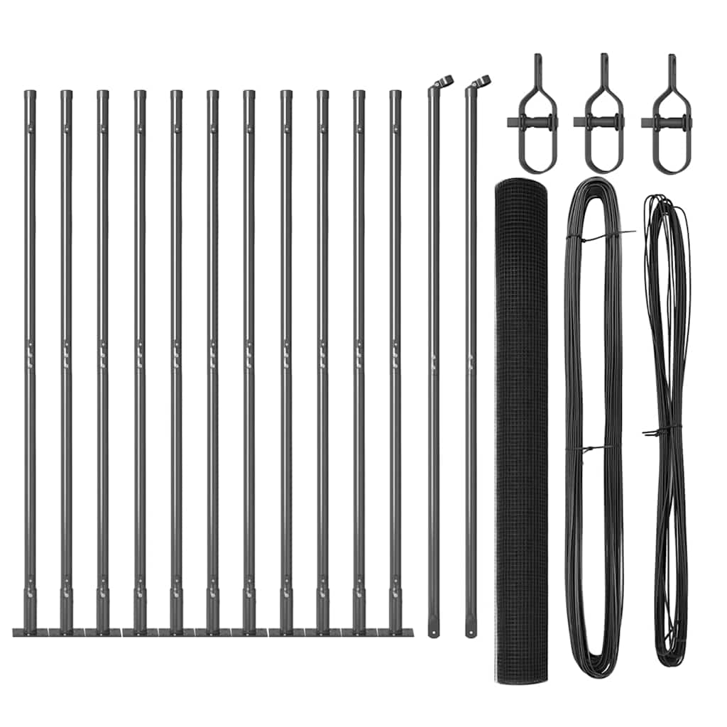 Fence with Posts Grey 1.4 x 50 m Steel
