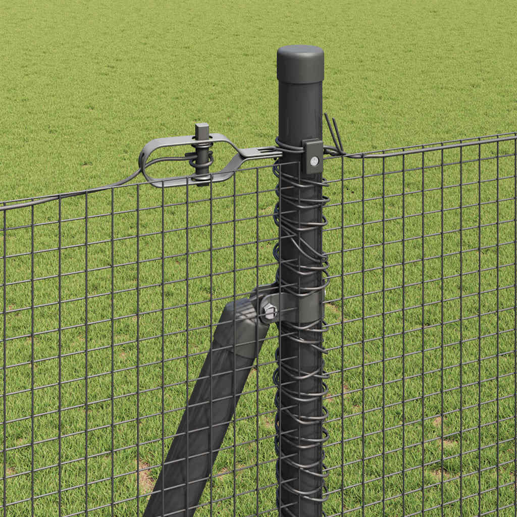 Fence with Posts Grey 1.5 x 50 m Steel
