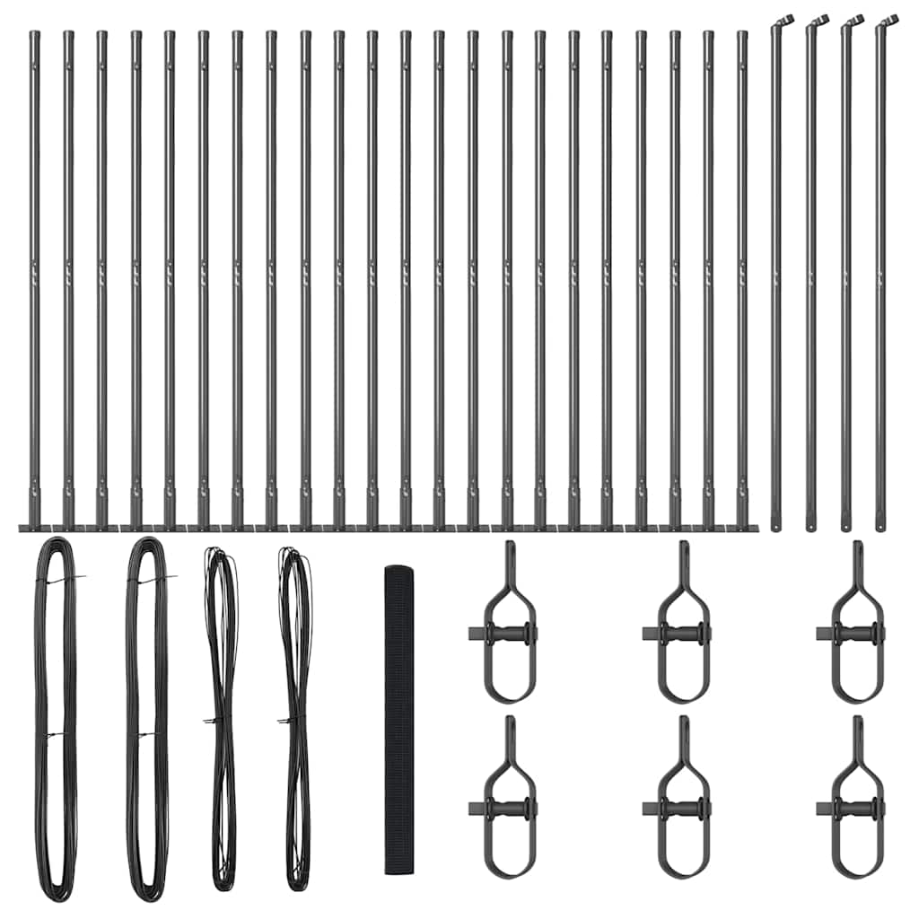 Fence with Posts Grey 1.5 x 50 m Steel