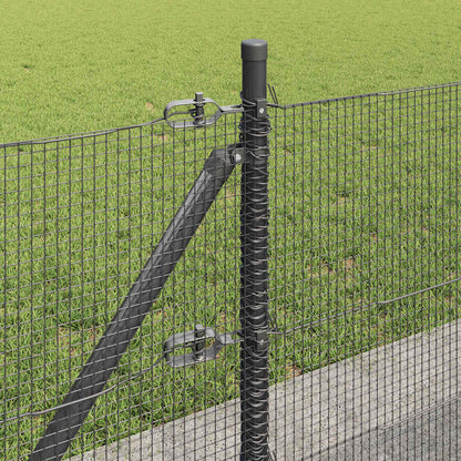 Fence with Posts Grey 0.5 x 100 m Steel