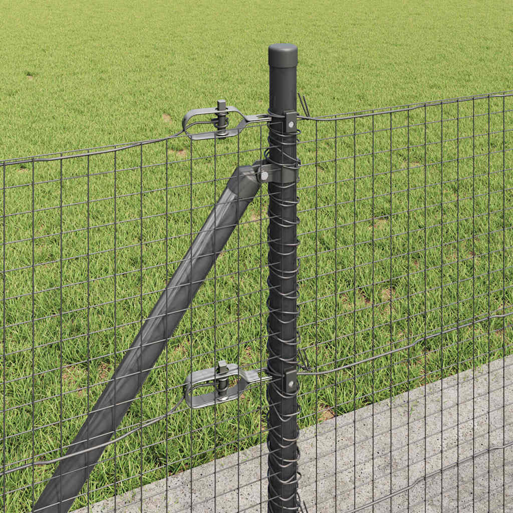 Fence with Posts Grey 0.6 x 100 m Steel