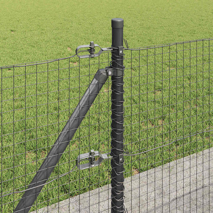 Fence with Posts Grey 0.6 x 100 m Steel