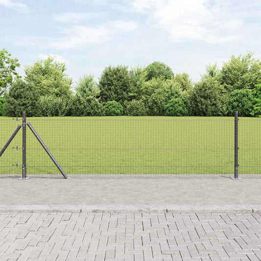 Fence with Posts Grey 0.6 x 100 m Steel