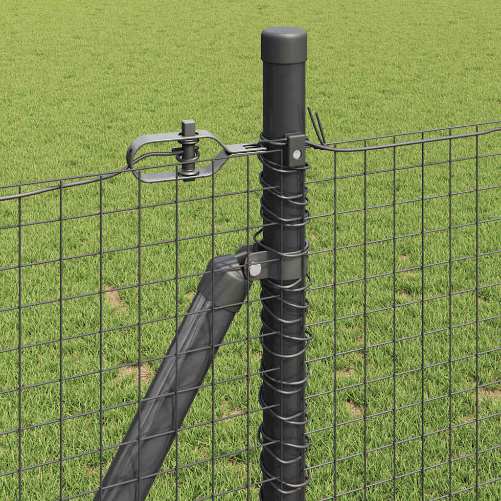 Fence with Posts Grey 0.8 x 100 m Steel