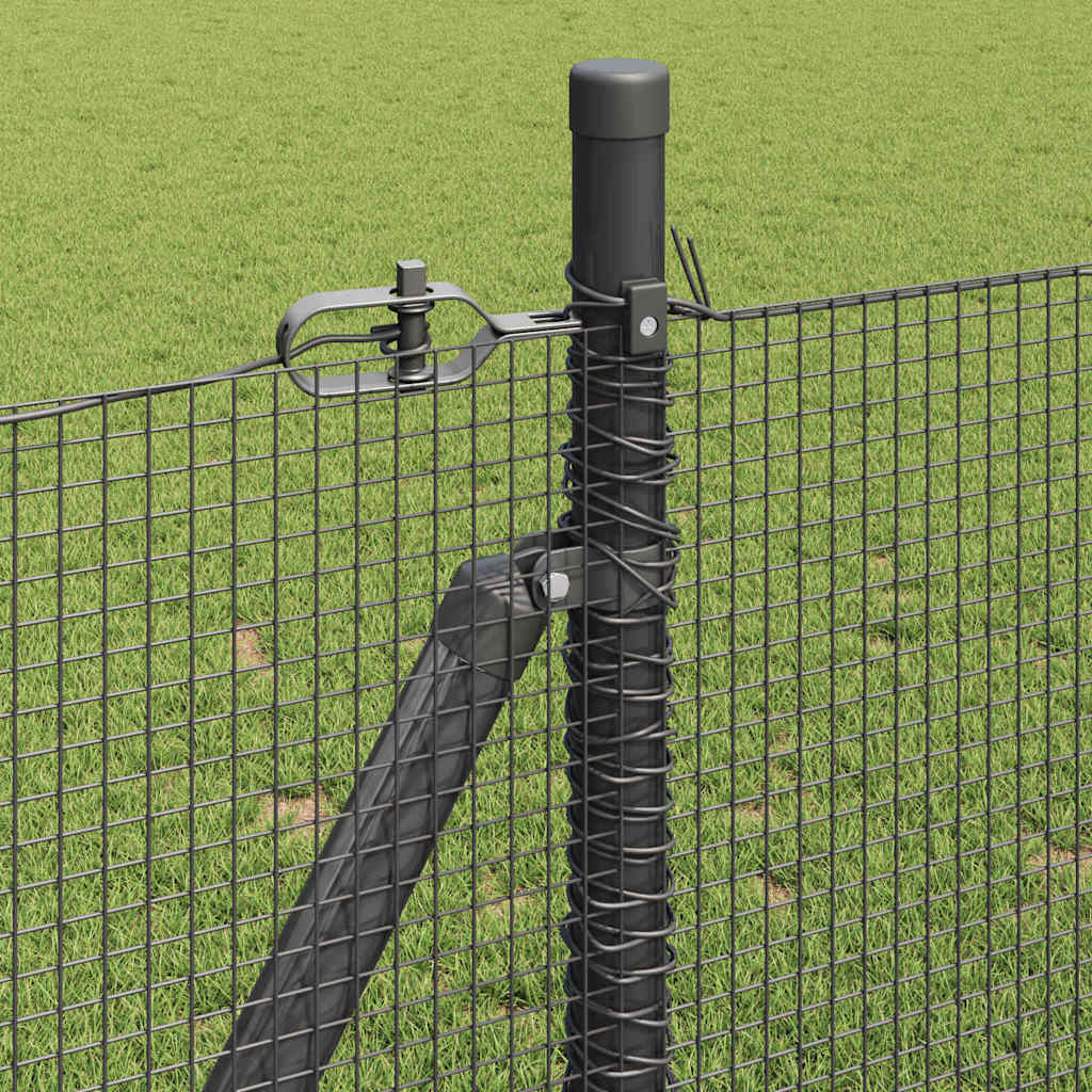 Fence with Posts Grey 1 x 100 m Steel