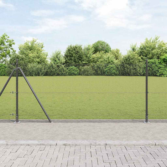 Fence with Posts Grey 1 x 100 m Steel
