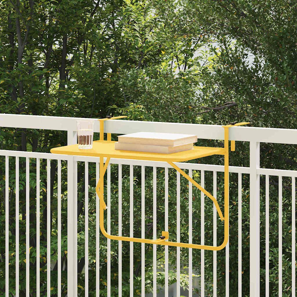 Hanging Balcony Table Folding Mustard 60 x 39 x 65 cm Steel