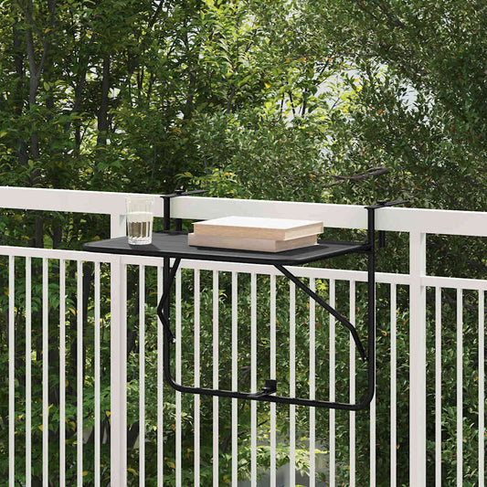 Hanging Balcony Table Black 60 x 39 x 65 cm Steel