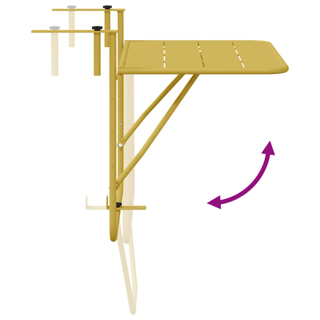 Hanging Balcony Table Folding Gold 60 x 39 x 65 cm Steel