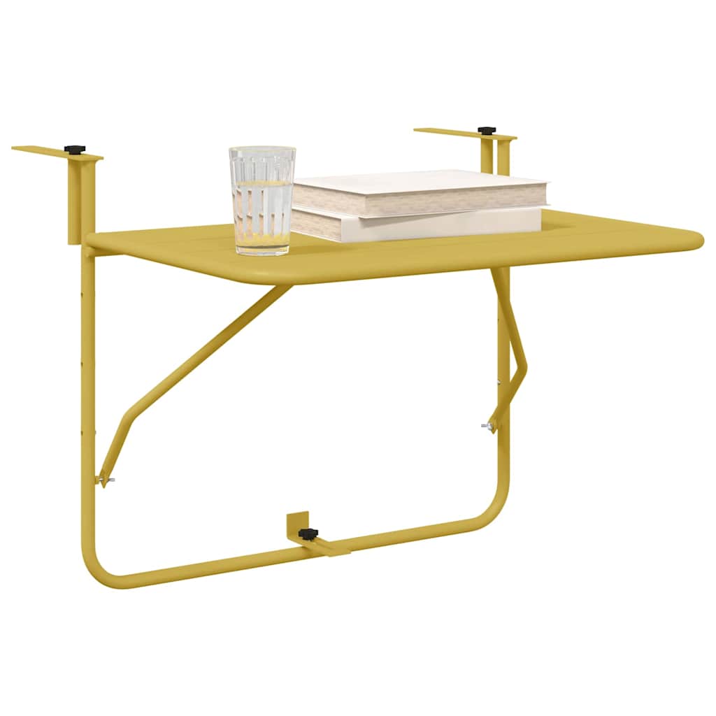 Hanging Balcony Table Folding Gold 60 x 39 x 65 cm Steel