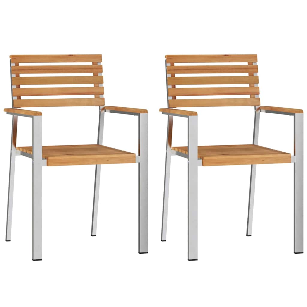 Garden Chair 2 pcs Brown 56 x 54.5 x 87cm Solid Teak wood